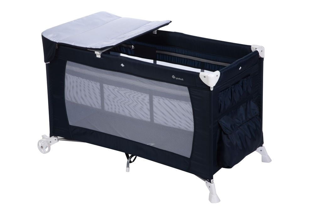 BabyTrold Travel Cot with Opening Grey - Rejseseng - TIl den lille